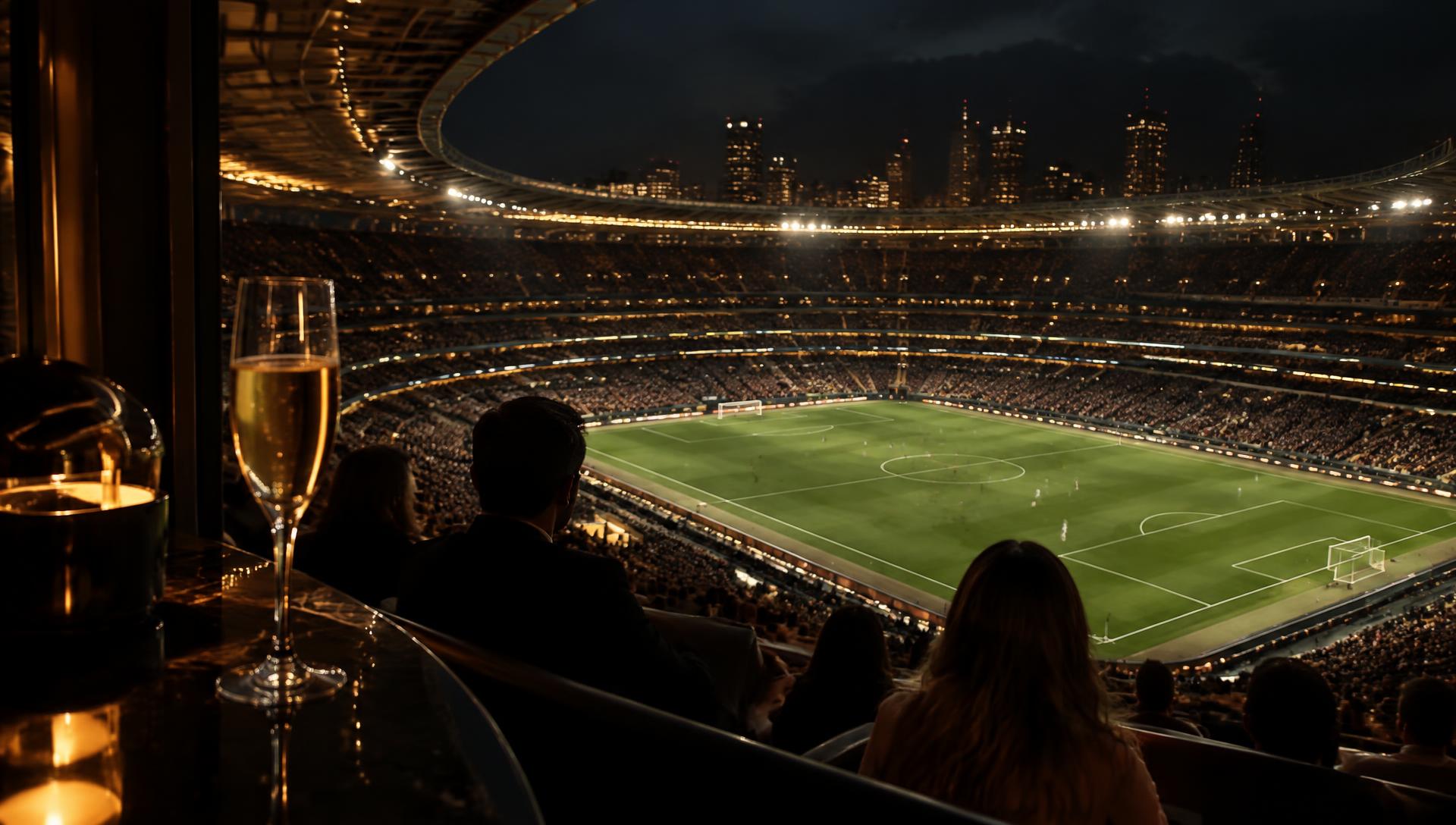 VIP-skybox met uitzicht op een vol stadion